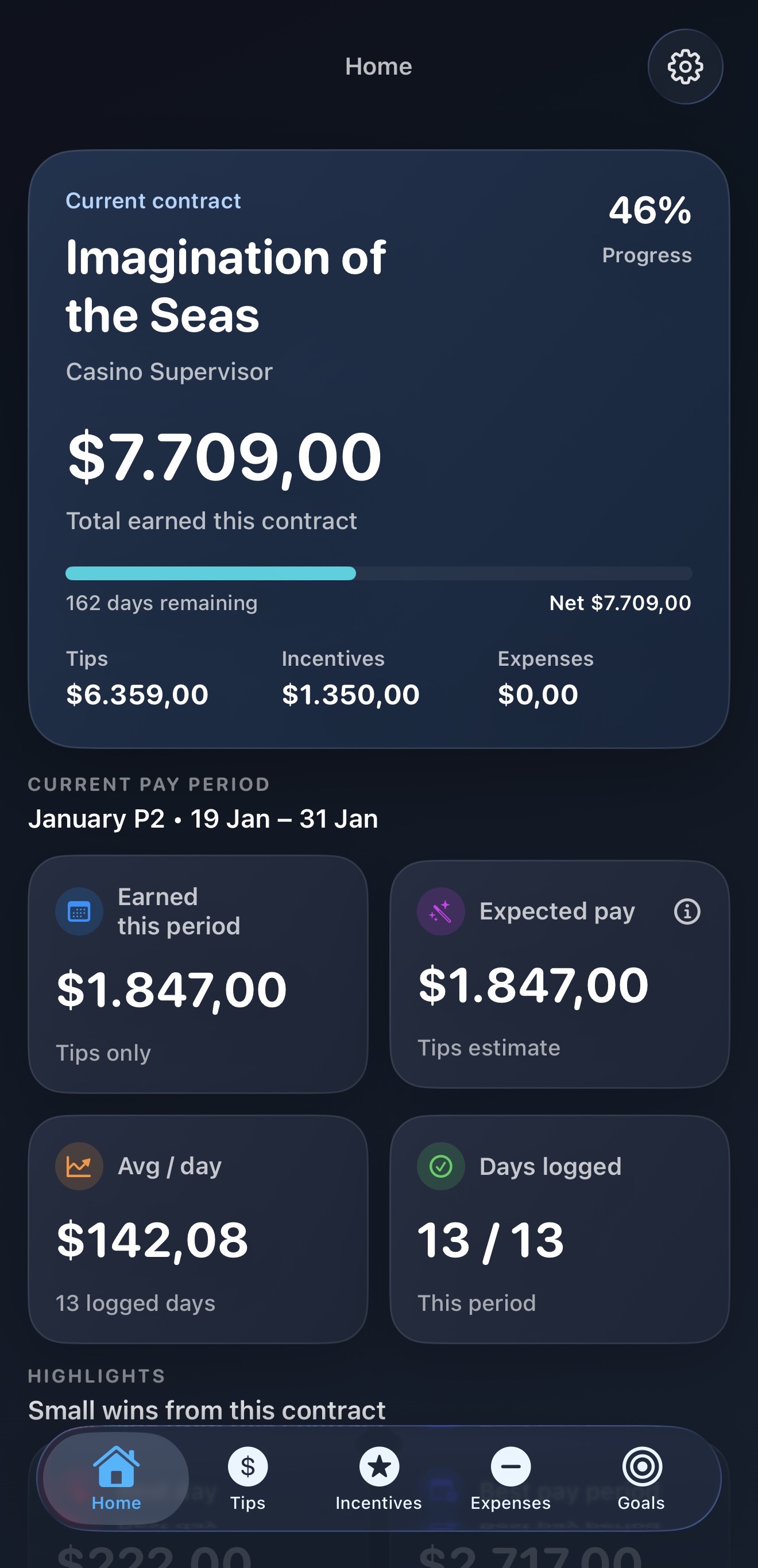 Crewzeno home screen